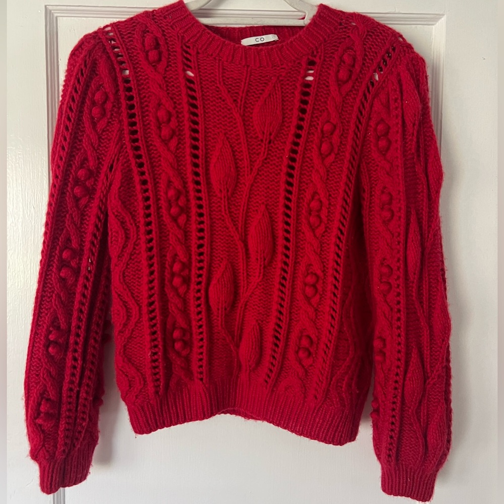 COS Red Cable Knit Sweater